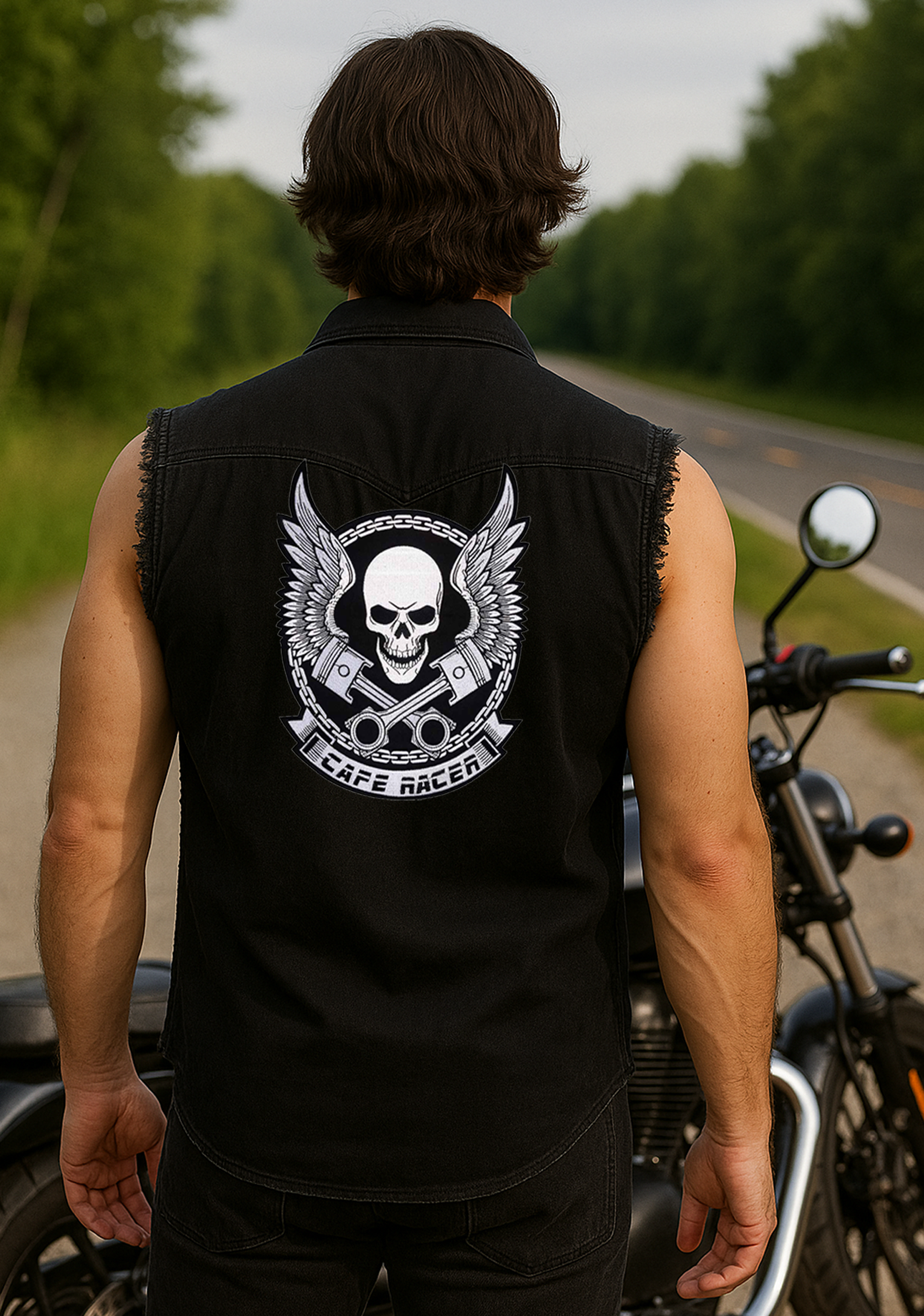 Best Denim Biker shirt sleeveless Biker shirt,Motorcycle clothing with patch  Bandana in India online for Men and Women, T shirts, Bandanas,Biker clothing