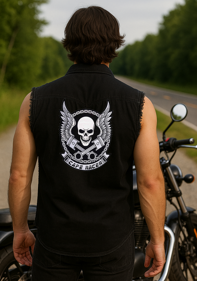Best Denim Biker shirt sleeveless Biker shirt,Motorcycle clothing with patch  Bandana in India online for Men and Women, T shirts, Bandanas,Biker clothing