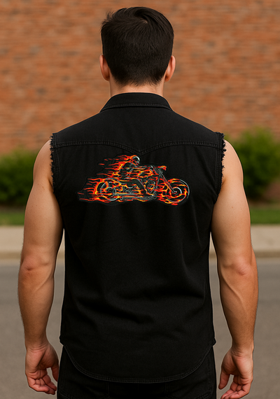 Best Denim Biker shirt sleeveless Biker shirt,Motorcycle clothing with patch  Bandana in India online for Men and Women, T shirts, Bandanas,Biker clothing