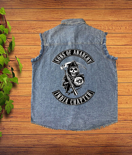 Best Denim Biker shirt sleeveless Biker shirt Cafe Racer patch  Bandana in India online for Men and Women, T shirts, Bandanas,Biker clothing