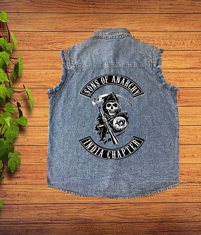 Best Denim Biker shirt sleeveless Biker shirt Cafe Racer patch  Bandana in India online for Men and Women, T shirts, Bandanas,Biker clothing