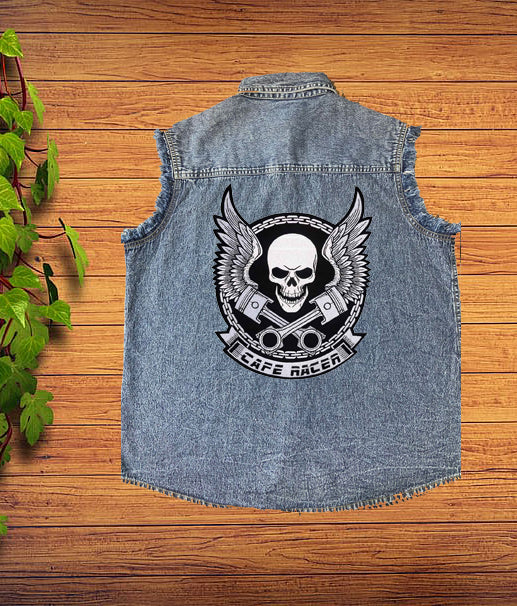 Best Denim Biker shirt sleeveless Biker shirt Cafe Racer patch  Bandana in India online for Men and Women, T shirts, Bandanas,Biker clothing