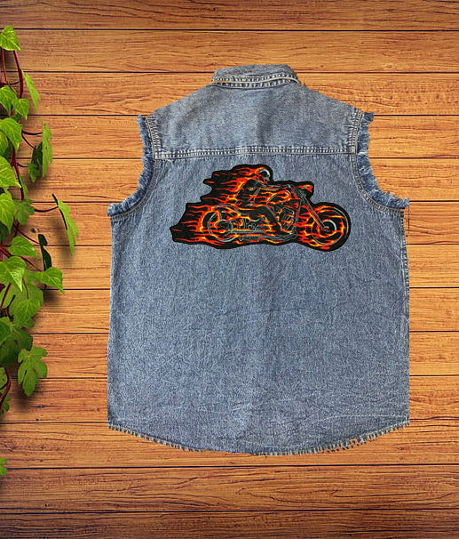 Best Denim Biker shirt sleeveless Biker shirt Cafe Racer patch  Bandana in India online for Men and Women, T shirts, Bandanas,Biker clothing
