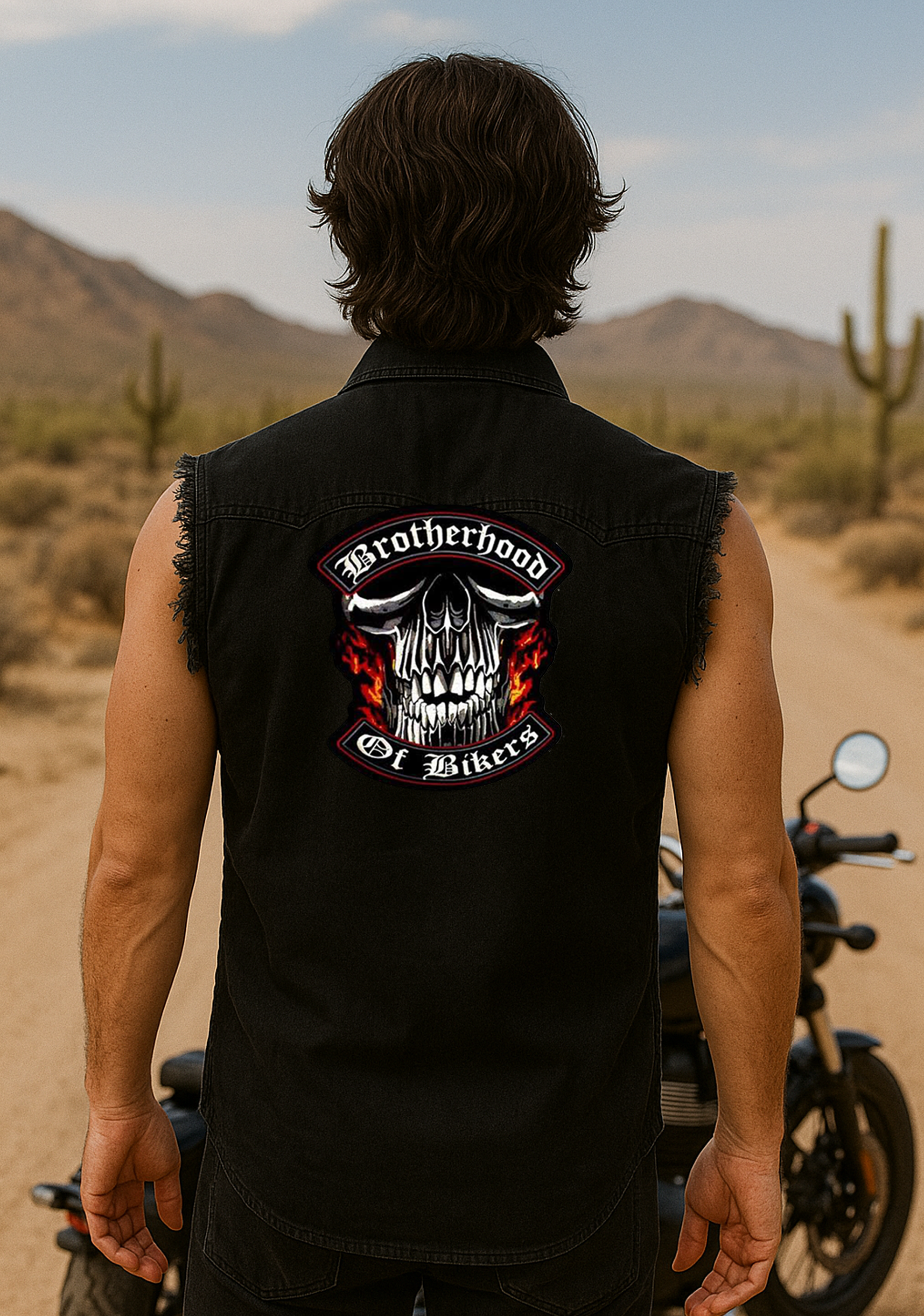 Best Denim Biker shirt sleeveless Biker shirt Cafe Racer patch  Bandana in India online for Men and Women, T shirts, Bandanas,Biker clothing