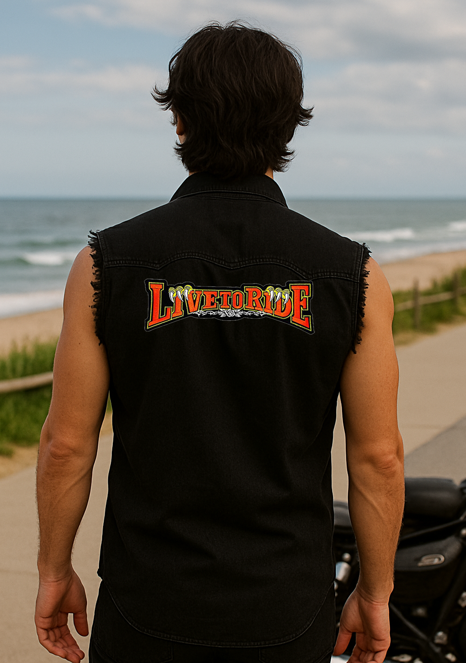 Best Denim Biker shirt sleeveless Biker shirt, Live to ride  patch  Bandana in India online for Men and Women, T shirts, Bandanas,Biker clothing