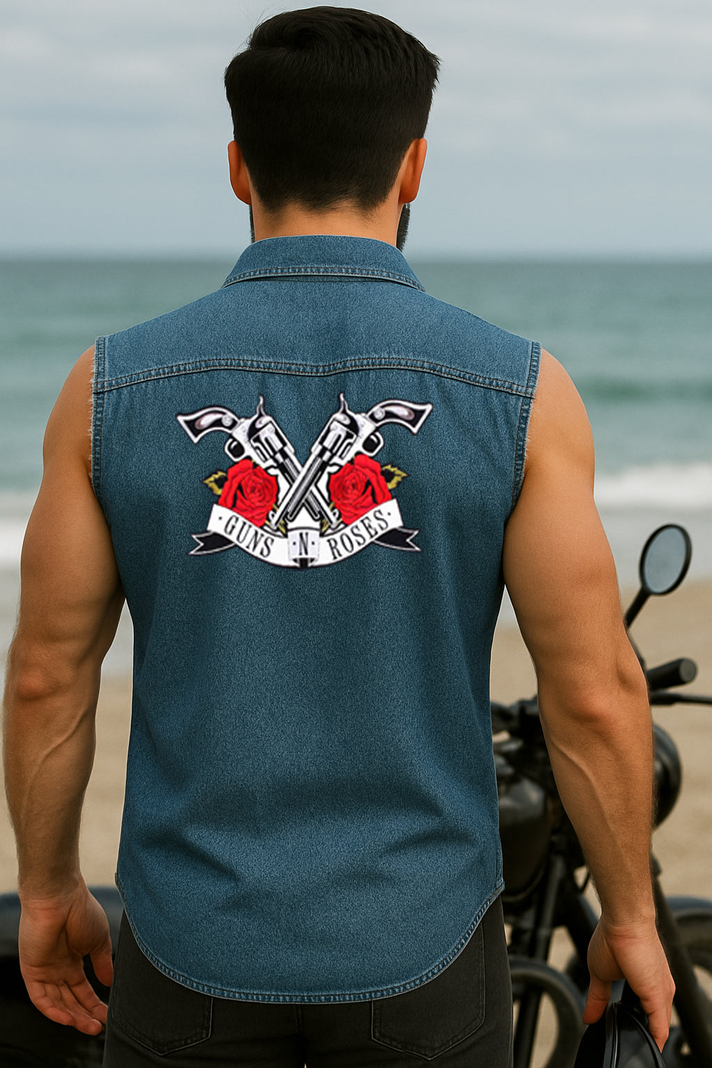 Best Denim Biker shirt sleeveless Biker shirt Cafe Racer patch  Bandana in India online for Men and Women, T shirts, Bandanas,Biker clothing