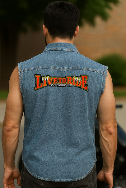 Best Denim Biker shirt sleeveless Biker shirt Cafe Racer patch  Bandana in India online for Men and Women, T shirts, Bandanas,Biker clothing