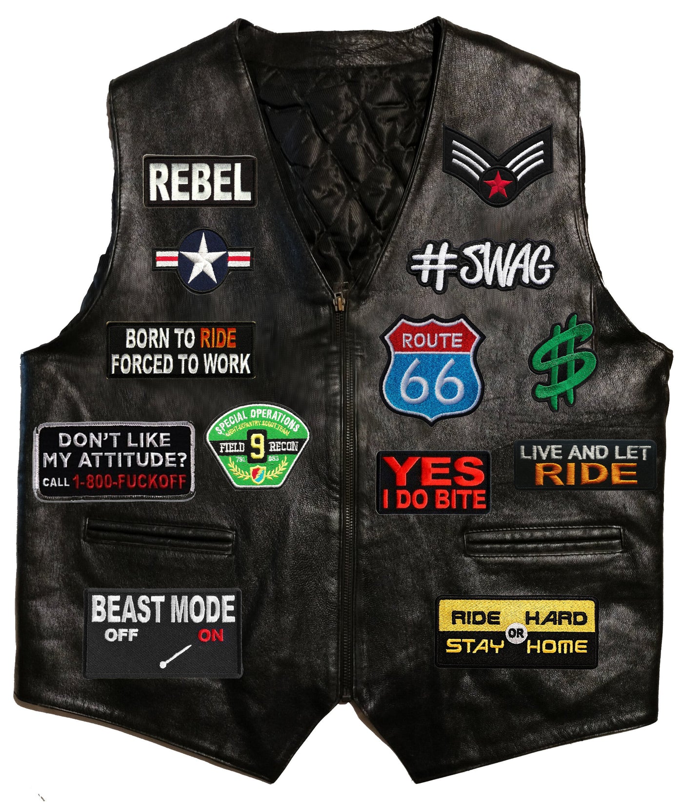 Patched Up Vest- Rider – Motohog - Main Image