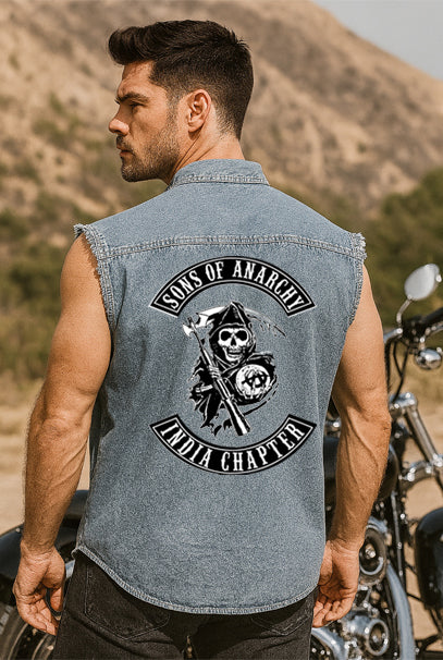 Best Denim Biker shirt sleeveless Biker shirt , Bandana in India online for Men and Women, T shirts, Bandanas,Biker clothing