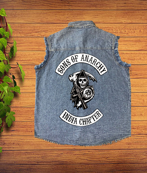 Best Denim Biker shirt sleeveless Biker shirt Cafe Racer patch  Bandana in India online for Men and Women, T shirts, Bandanas,Biker clothing