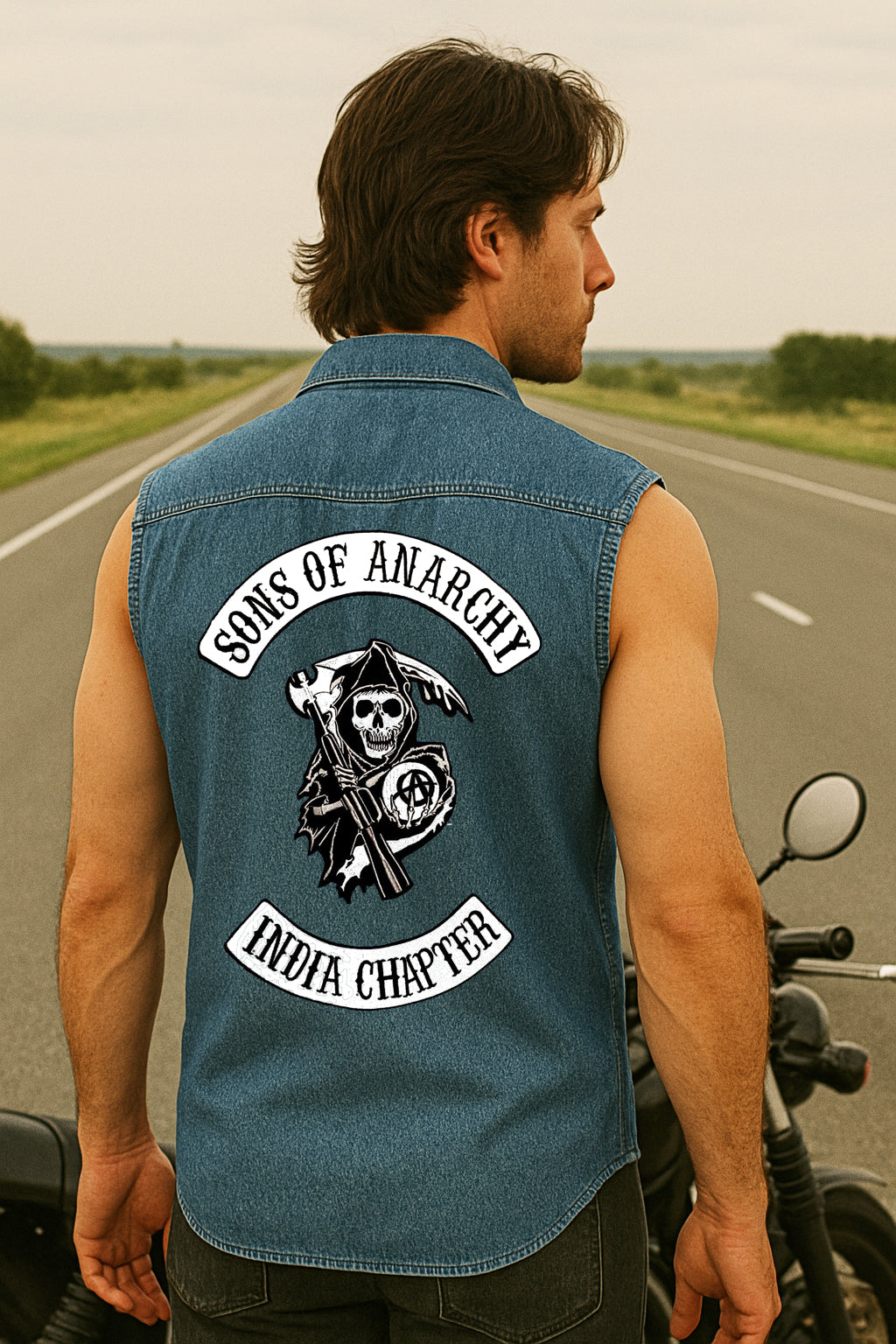 Best Denim Biker shirt sleeveless Biker shirt , Bandana in India online for Men and Women, T shirts, Bandanas,Biker clothing