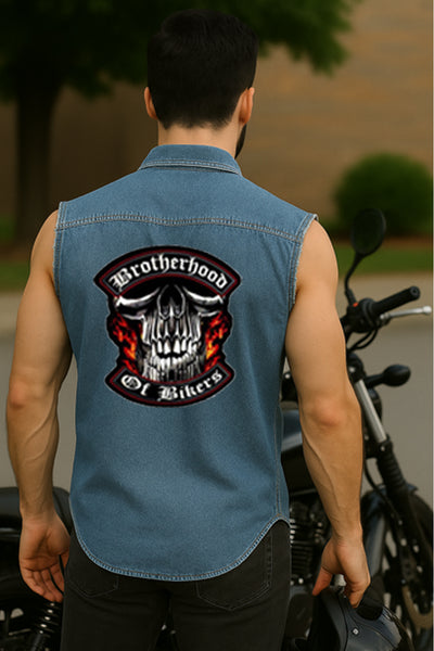  Best Denim Biker shirt sleeveless Biker shirt Brotherhood of bikers patch  Bandana in India online for Men and Women, T shirts, Bandanas,Biker clothing