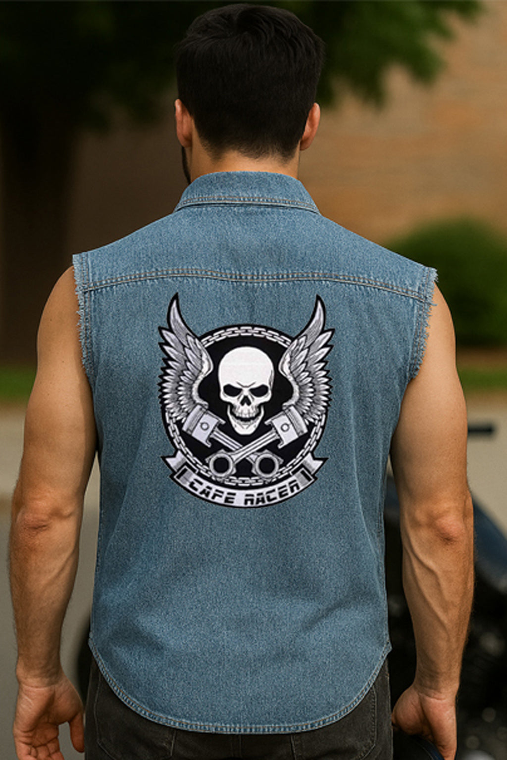 Denim Biker Shirt & Cafe Racer Patch