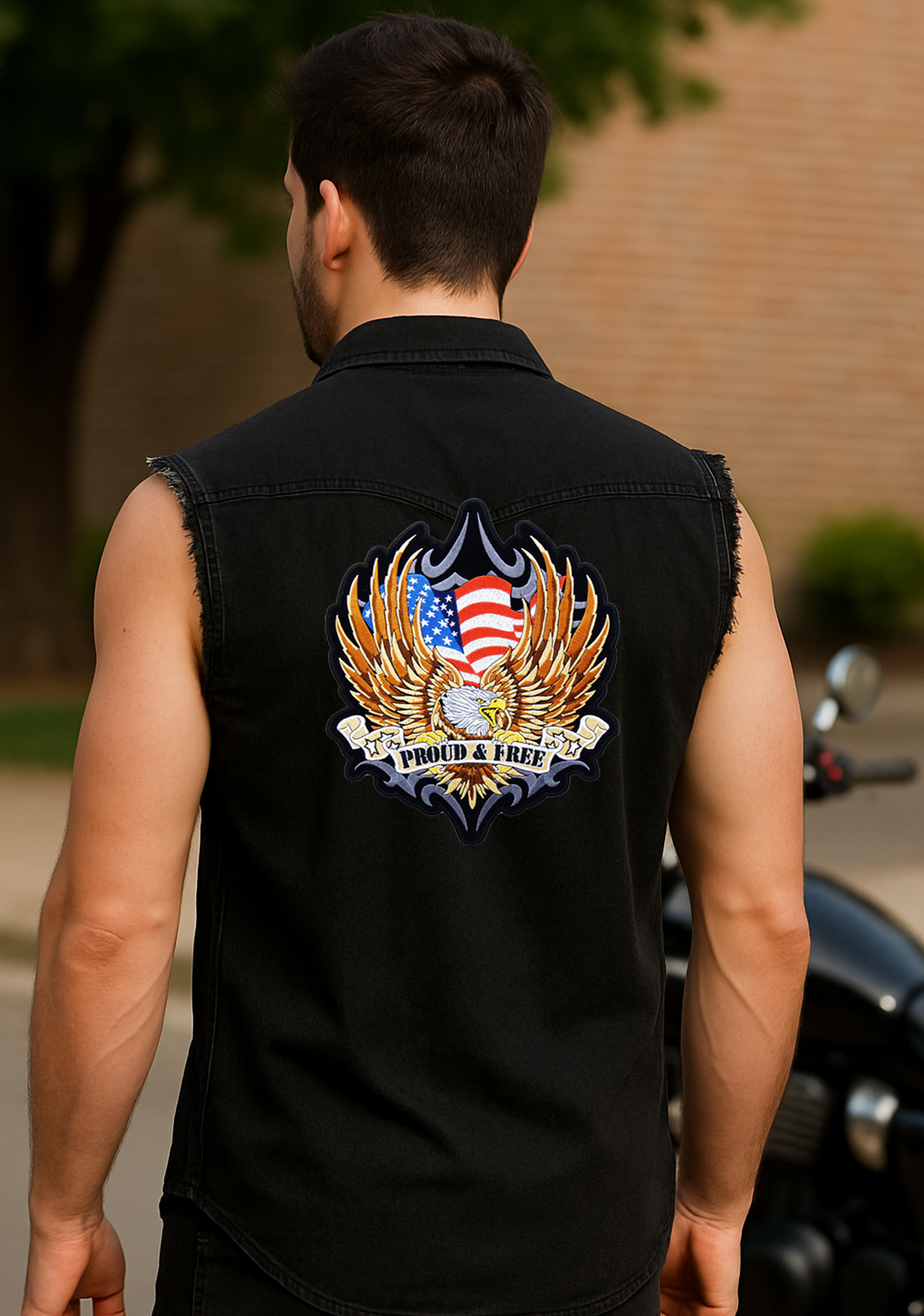 Best Denim Biker shirt sleeveless Biker shirt Cafe Racer patch  Bandana in India online for Men and Women, T shirts, Bandanas,Biker clothing