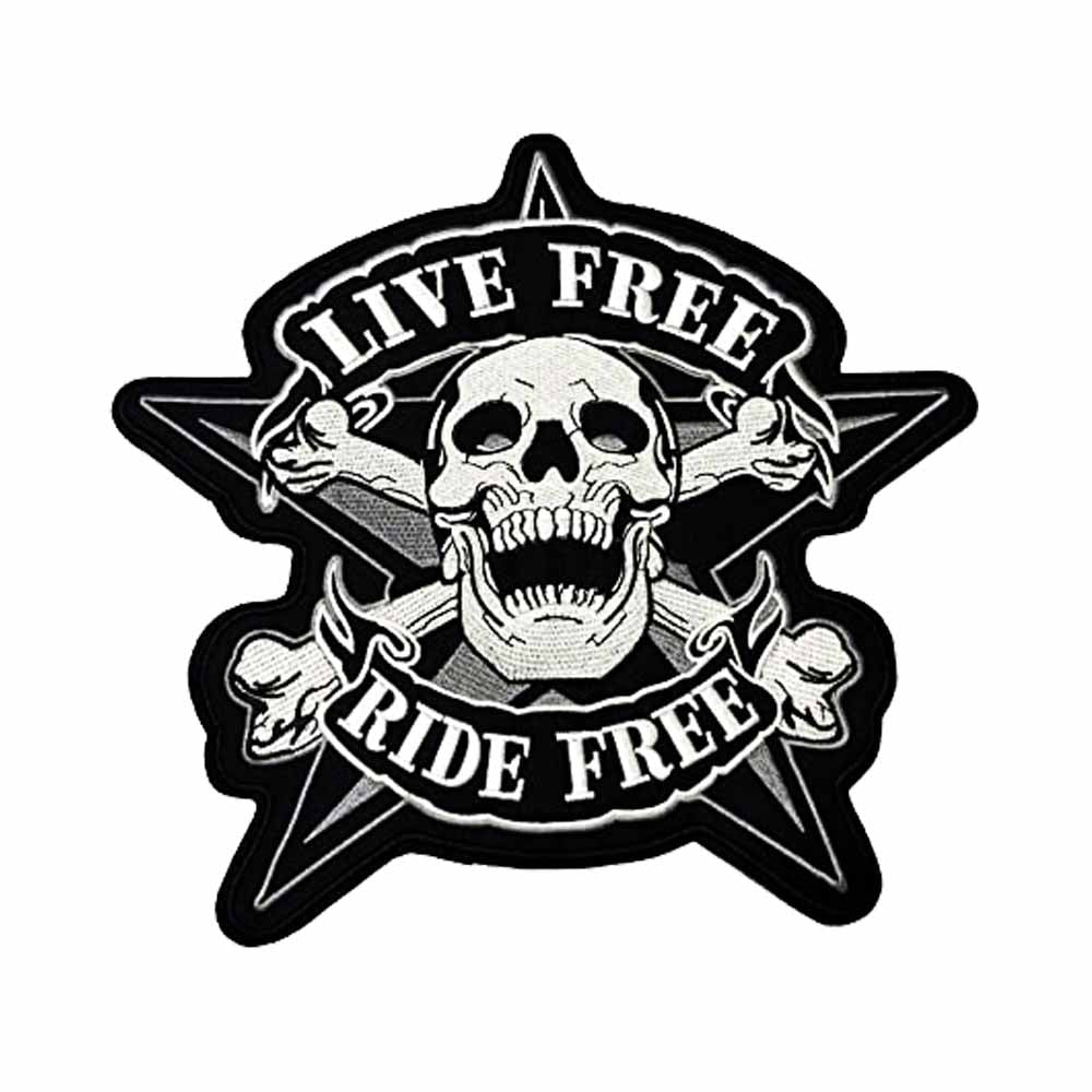Biker Patch Ride Free Live Free,Ride Free Biker Back Patch- 11.3 x 11 inches – Motohog